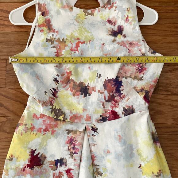 Hunter Bell Anthropologie Kukka Tea Party Dress Womens 6 Abstract Floral Pleated - Picture 6 of 9